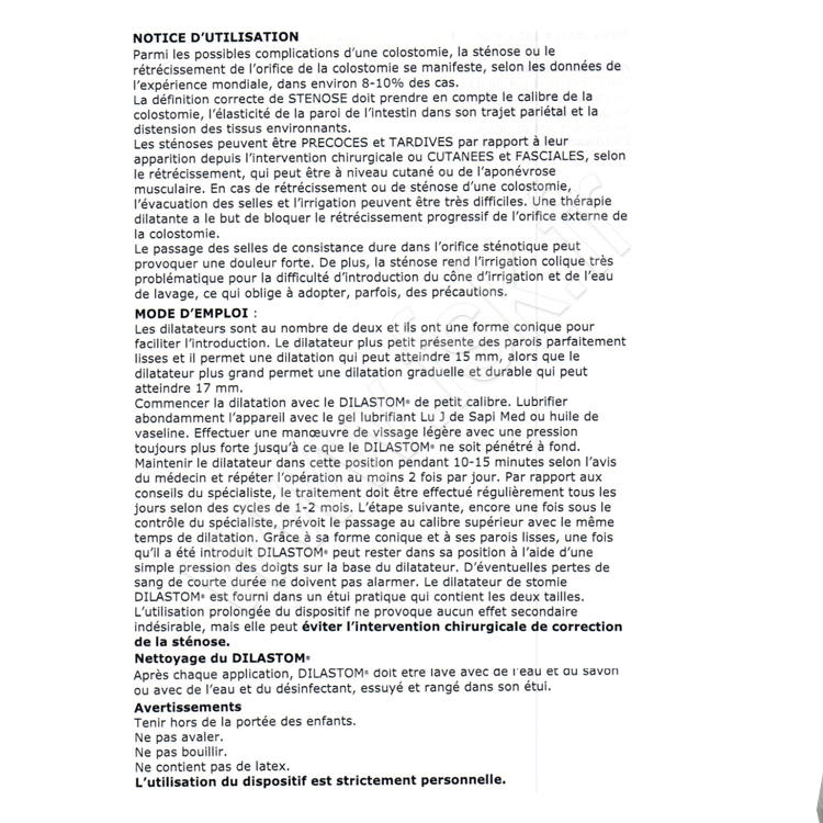 Dilatateur de stomie Dilastom Accessoire